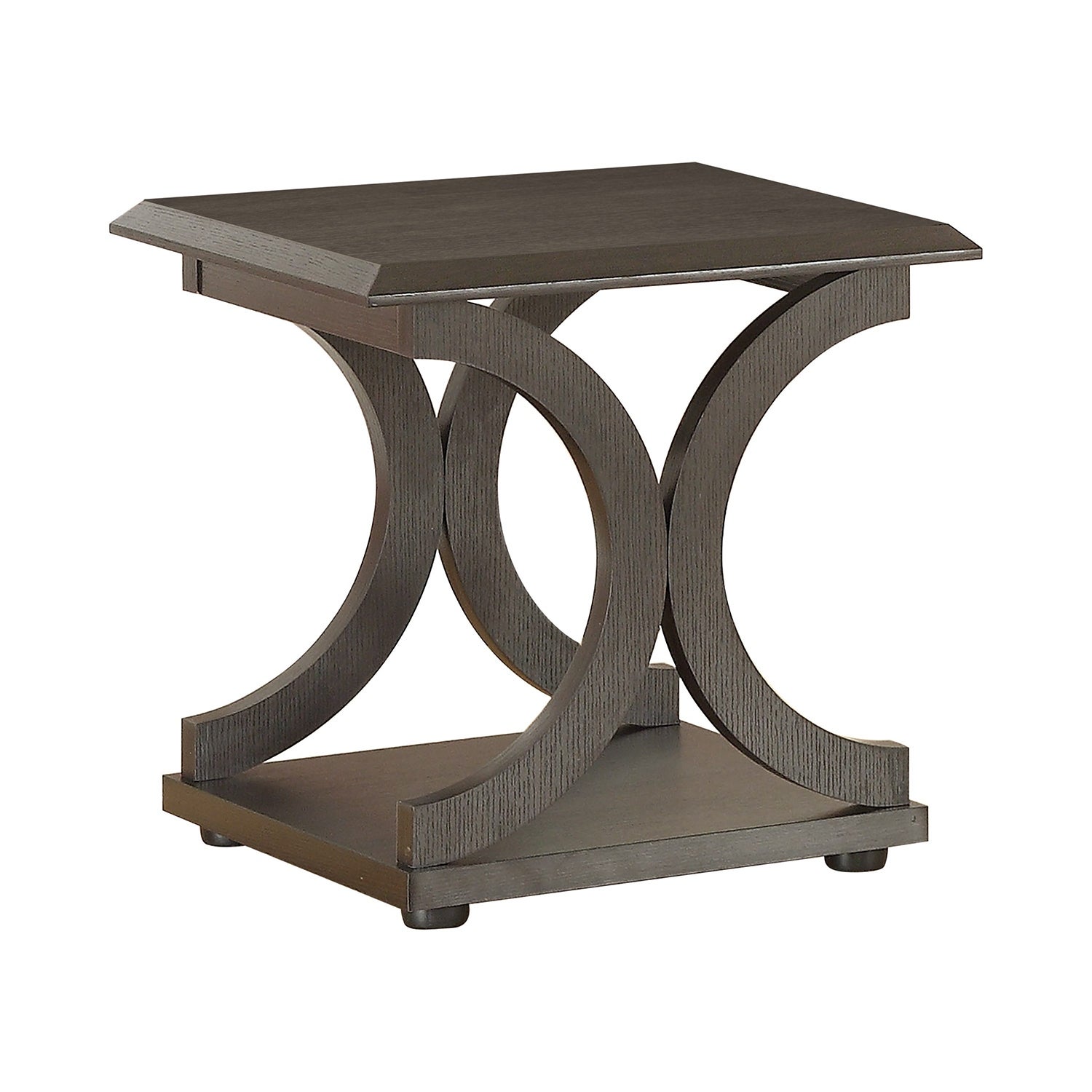 C-Shape Base End Table in Cappuccino