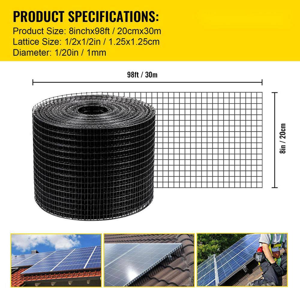 VEVOR Solar Panel Bird Wire 8 in. x 98 ft. Solar Panel Critter Guard Removable Garden Fence Guard Wire Roll Kit with Zip Ties TYNDCBBHWYCW8L9U3V0