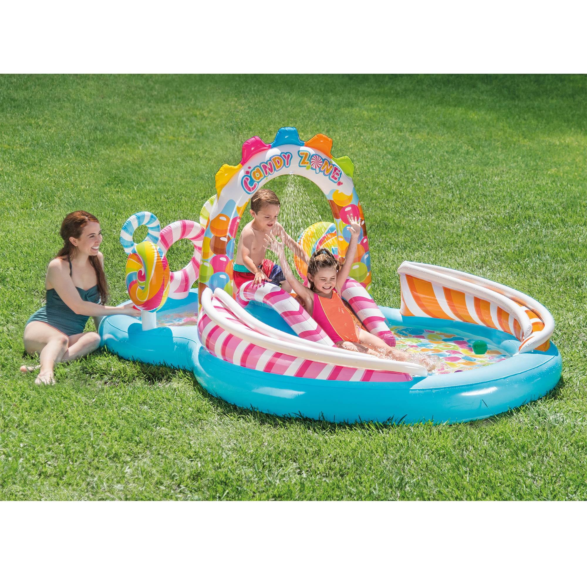 Intex 9 x 6 Foot Inflatable Candy Zone Play Center with Waterslide (2 Pack)