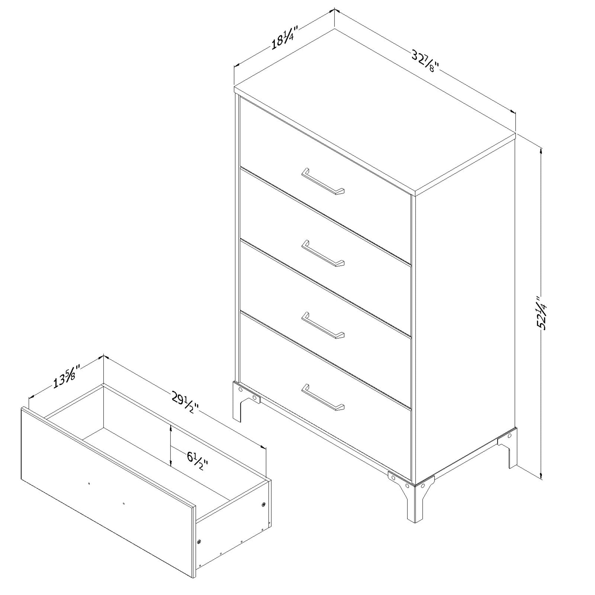 South Shore Valet 4-Drawer Chest, Weathered Oak and Ebony