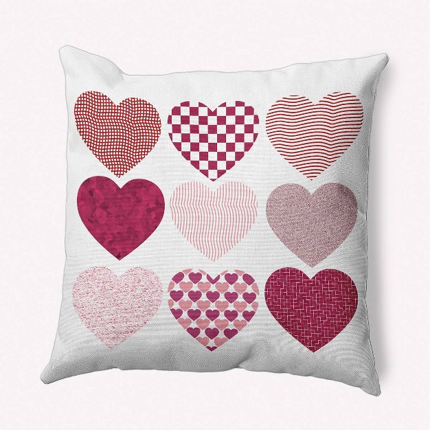 Valentine x27 s Day Patterned Hearts Square Throw Pillow Buddha E By Design