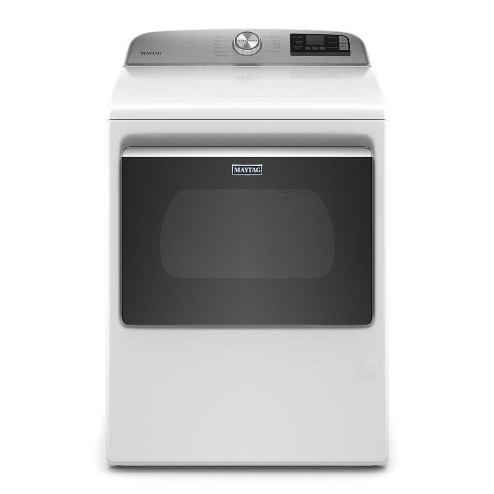 Maytag 7.4 cu. ft. 120-Volt Smart Capable White Gas Dryer with Hamper Door MGD6230HW