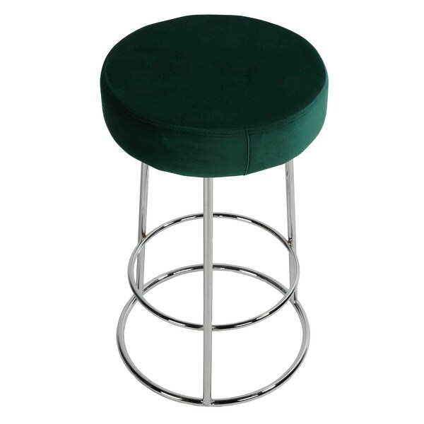 Cortesi Home Bodiam Counterstool in Green Velvet and Chrome， 24