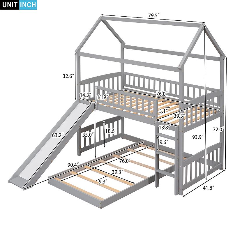 Bunk Bed with Slide，House Bed