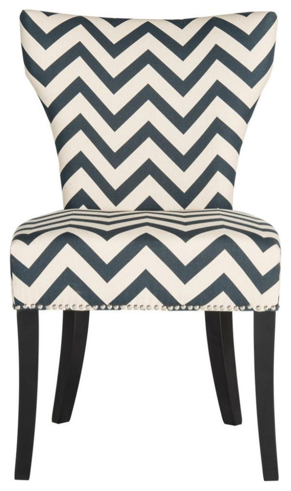 Tchallo 22  x27 x27Kd Side Chairs set of 2 Black / White Stripe   Transitional   Dining Chairs   by AED Luxury Home Decor  Houzz