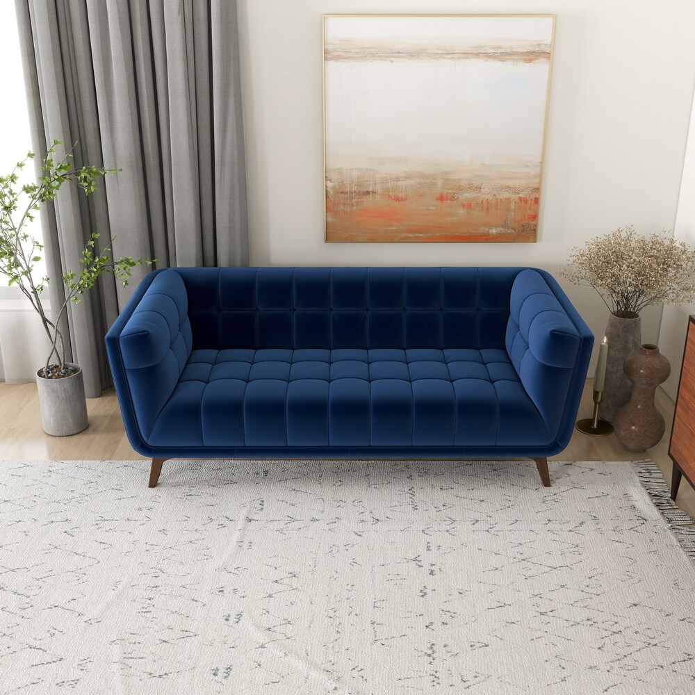 Kameron Mid Century Modern Style Channel Tufted Sofa Couch for Living Room