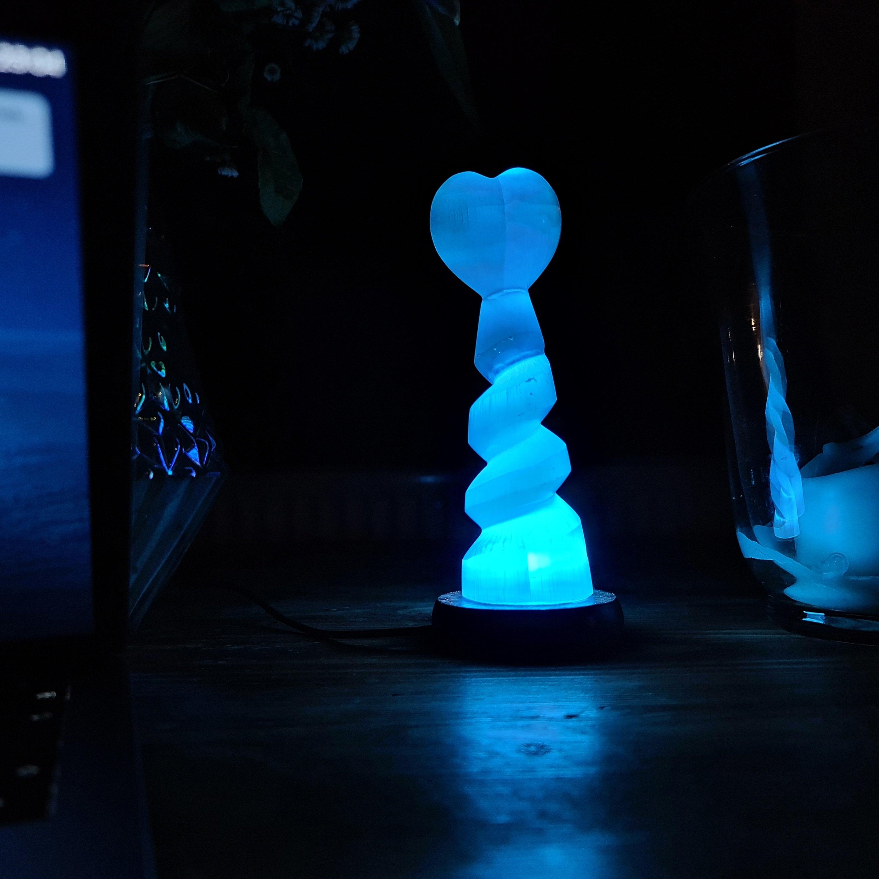 Selenite usb lamp - heart