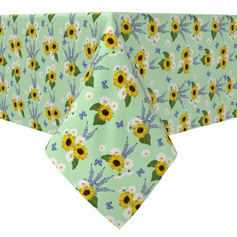 Square Tablecloth， 100% Cotton， 60x60， Bright Sunflower Floral