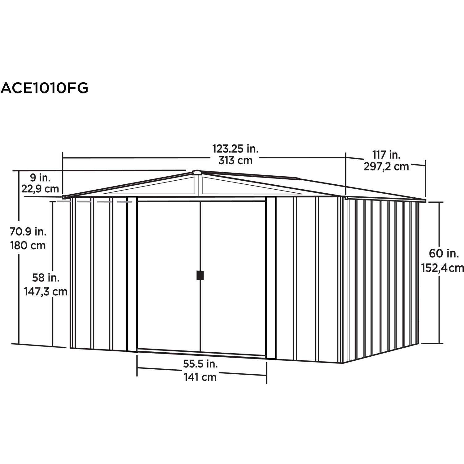 Arrow 10 ft. x 10 ft. Metal Vertical Peak Storage Shed without Floor Kit