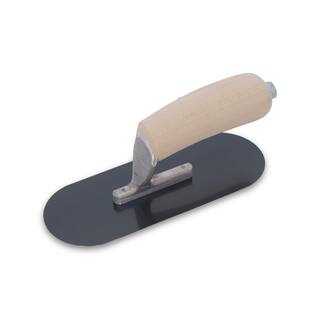 MARSHALLTOWN 8 in. x 3 in. Fully Rounded Exposed Rivet Blue Steel Trowel - Wood Handle SP83BR3