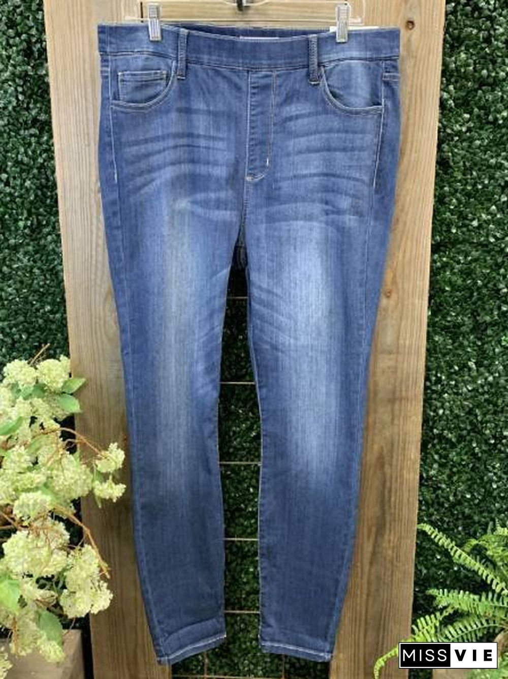 Blue Sheath Sexy Plain Jeans