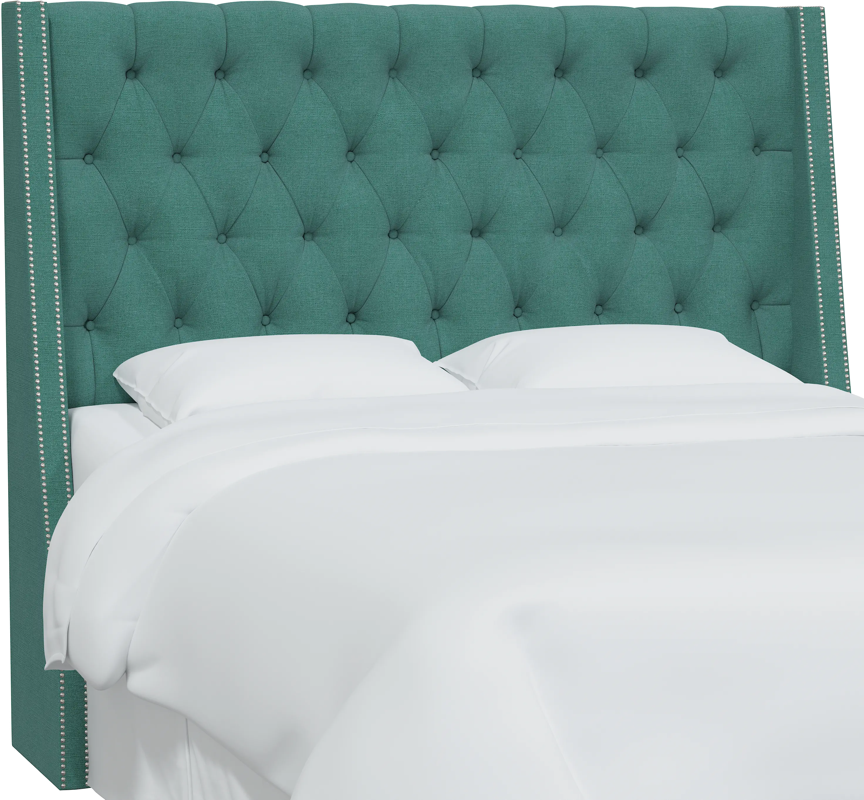 Riley Teal Tufted Wingback Twin Headboard - Skyline Furniture