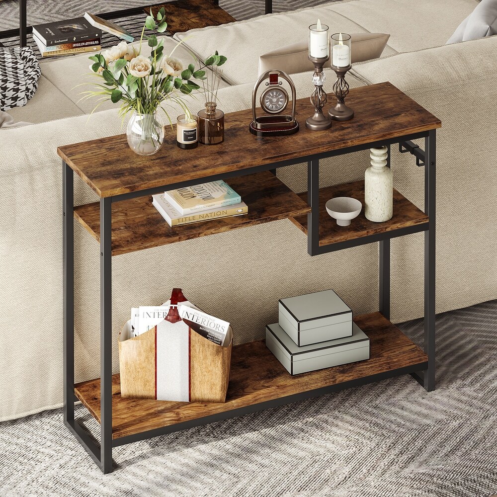 Console Tables with 4 Tier Storage Shelves   40 inch