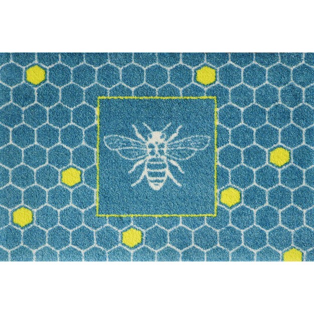 2 x27 x3 x27 Colorstar Bee Hex Door Mat Teal Bungalow Flooring