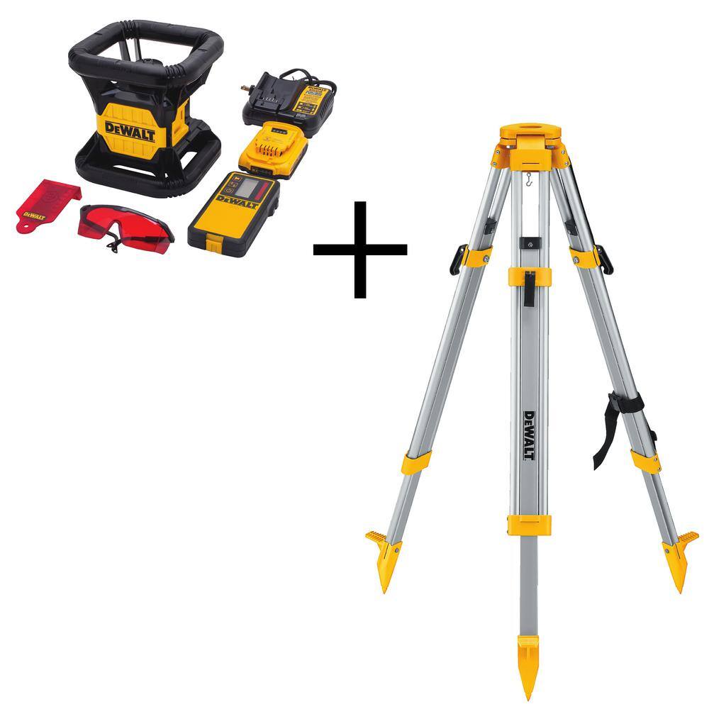 DW 20V MAX Lithium-Ion Red Rotary Red Laser Level TSTAK Storage Case and Tripod with 20V 2Ah Battery and Charger DW074LRCS