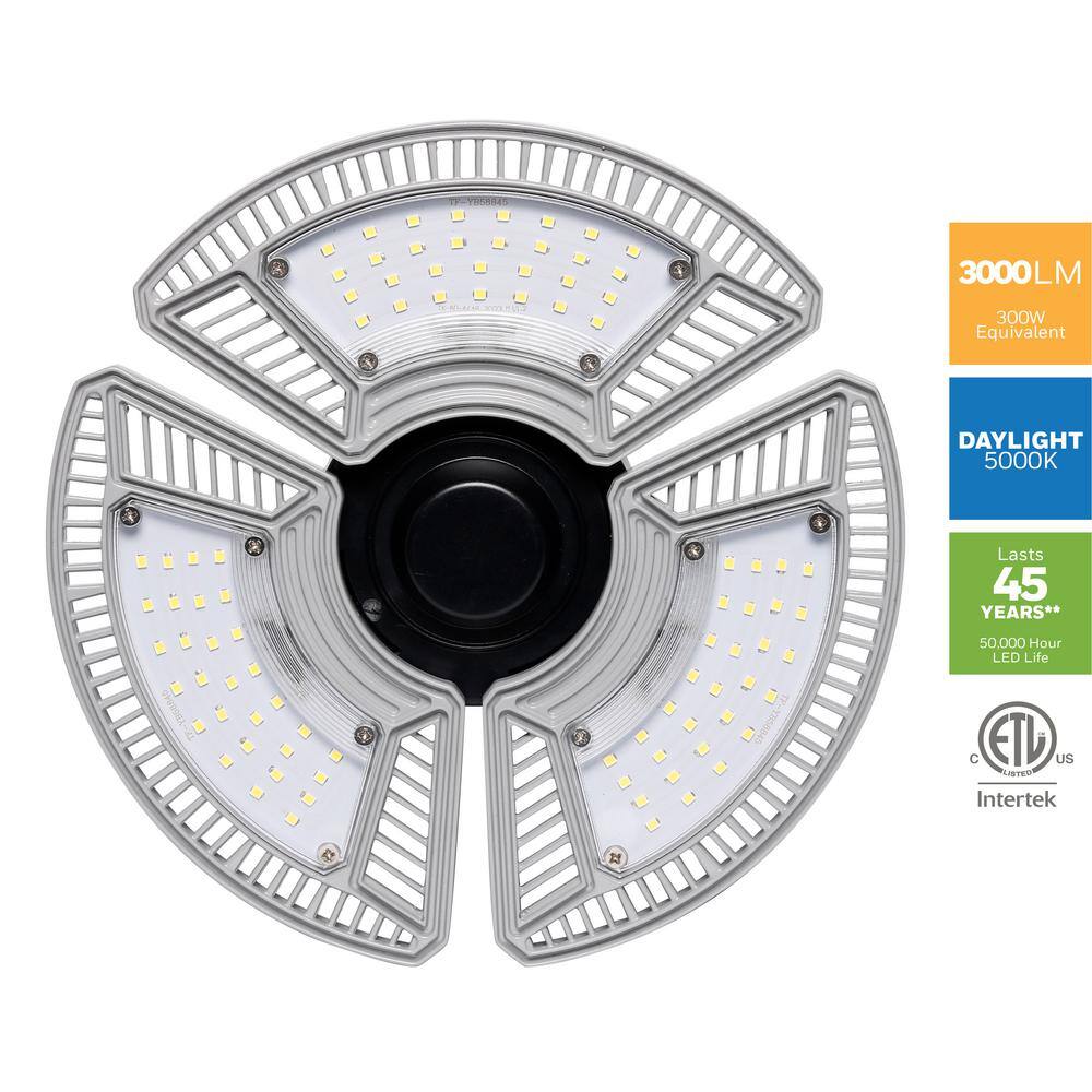 Honeywell 300-Watt Equivalent LED Grey Deformable Garage Light (1-Pack) D300350HQ100