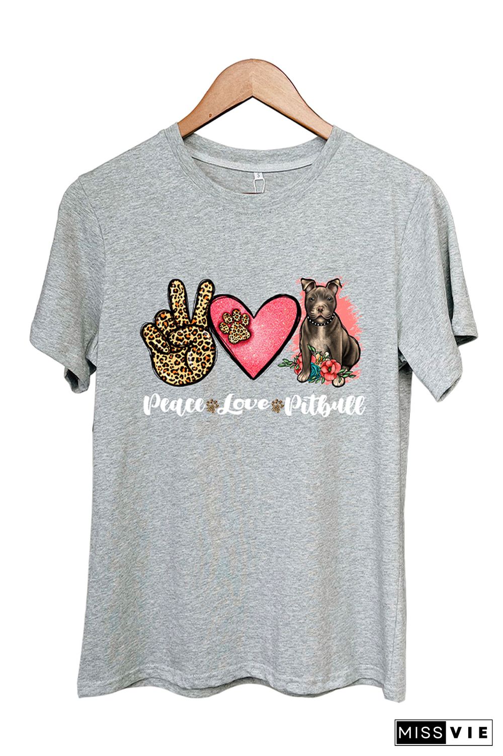 Peace Love Pitbull Short Sleeve Graphic Tee Wholesale