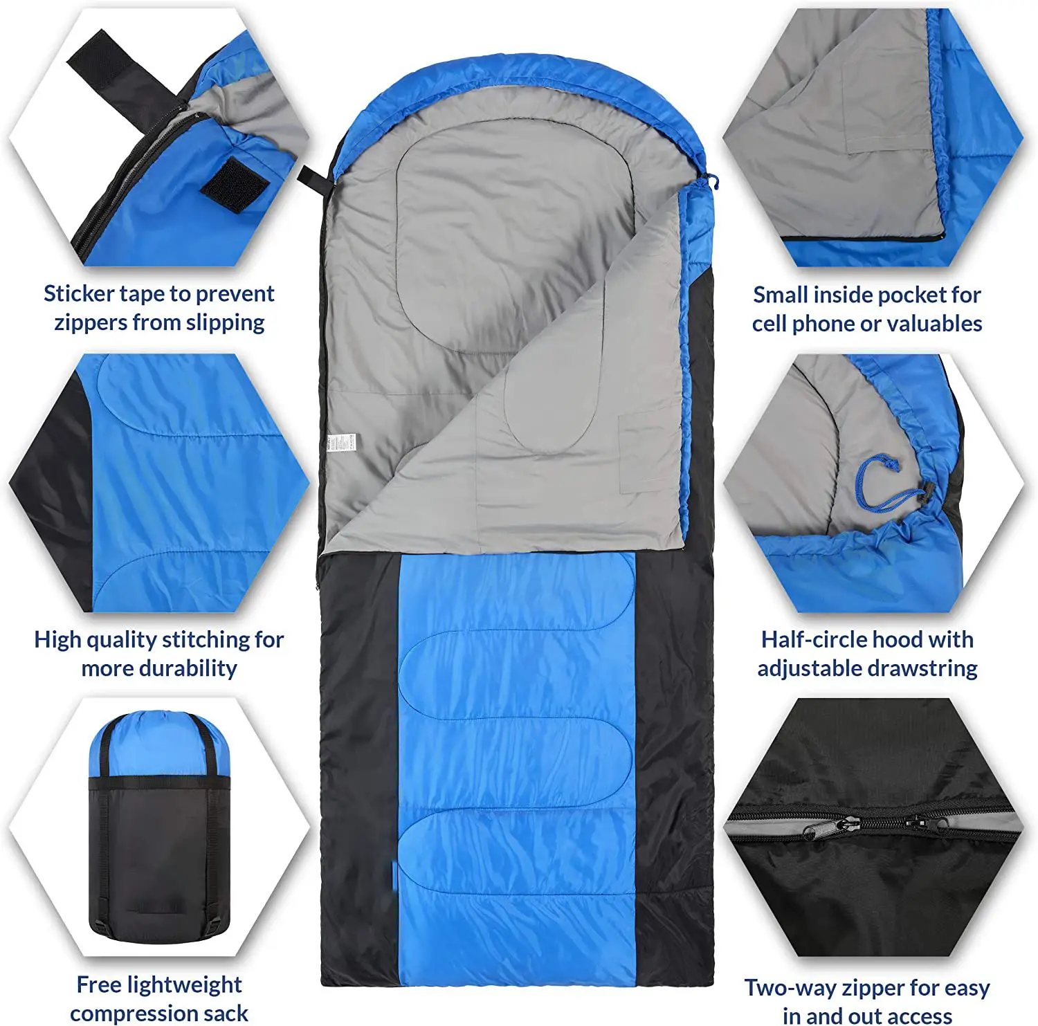 Wholesale Winter Waterproof Sleeping Bag Envelope Lightweight Portable With Compression Sack