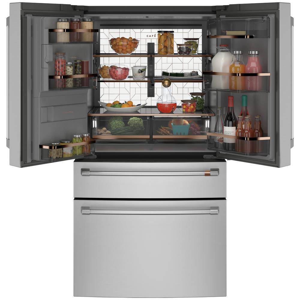 Cafe 22.3 cu. ft. Smart Four-Door French Door Refrigerator in Stainless Steel Counter Depth CXE22DP2PS1