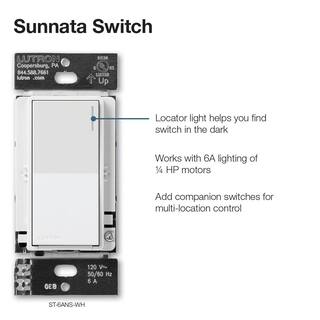 Lutron Sunnata Switch for 6A Lighting or 3A 110 HP Motor Single PoleMulti Location Clay (ST-6ANS-CY) ST-6ANS-CY