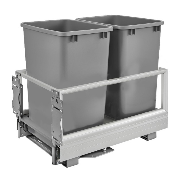 Rev a shelf 5149 Series Double Aluminum Pull out Kitchen Waste Containers With Soft Open And Close Slides