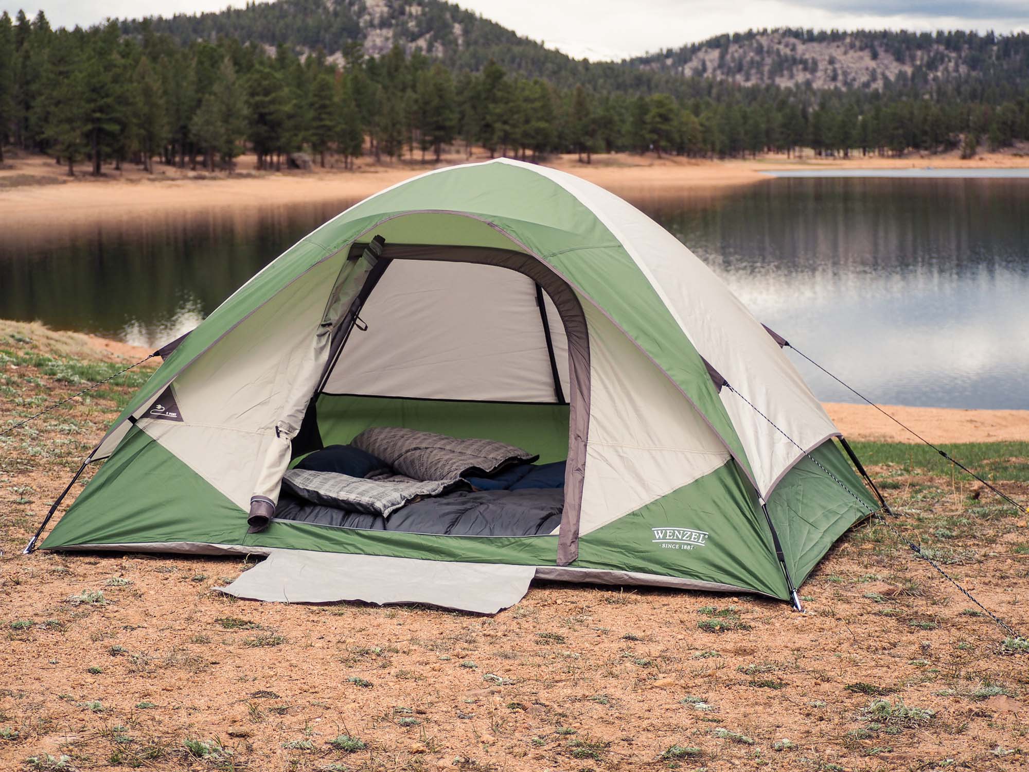 Wenzel Jack Pine Green 4-Person Dome Tent， 7'x8'