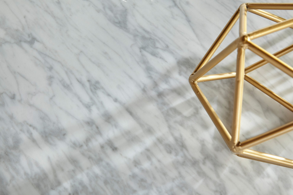 Carrera Round Nesting Accent Table White Carrera Marble  Brushed Gold   Contemporary   Coffee Table Sets   by Sideboards and Things  Houzz