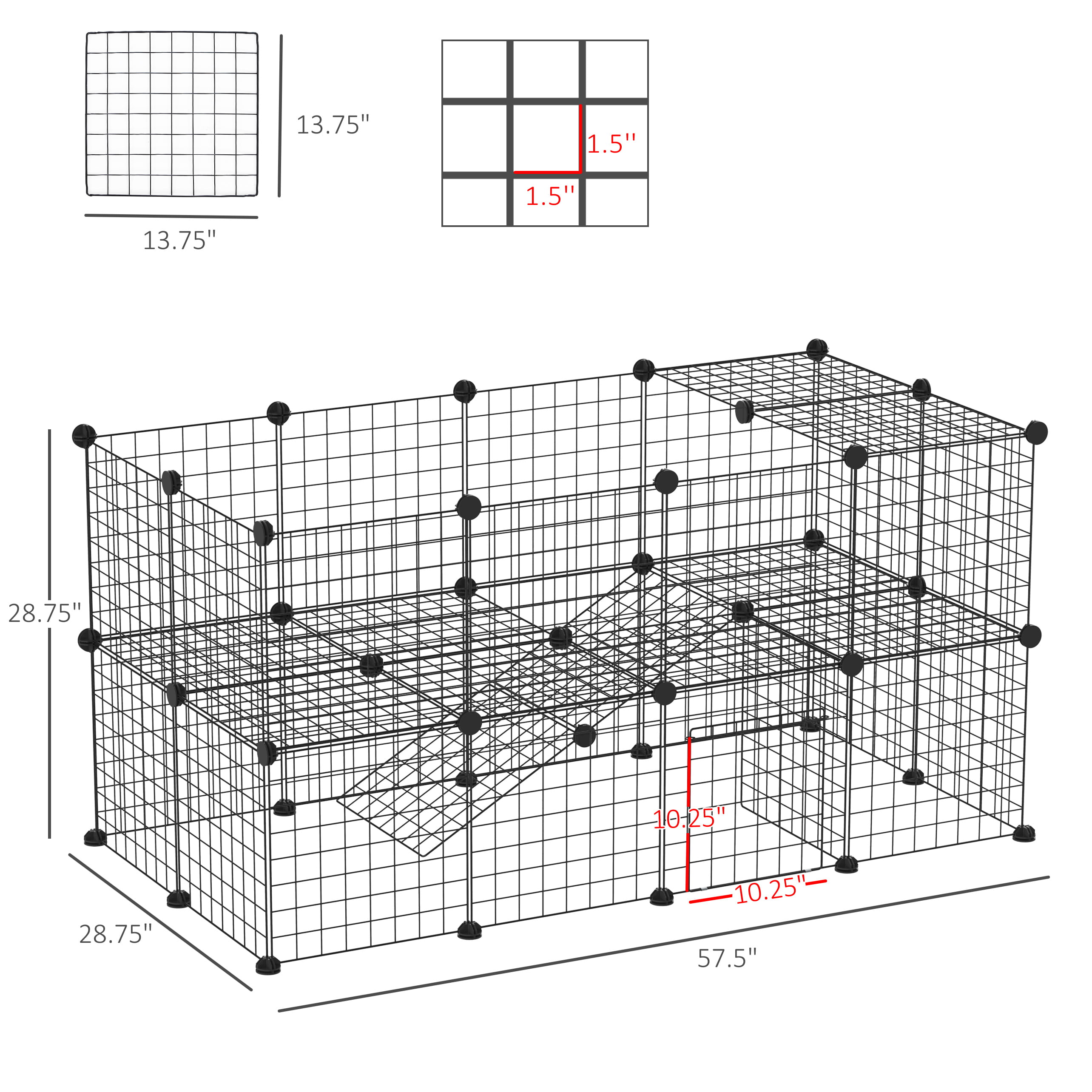 Pawhut 36 Panel Pet Playpen Small Animal Cage Metal Wire Indoor Outdoor Portable