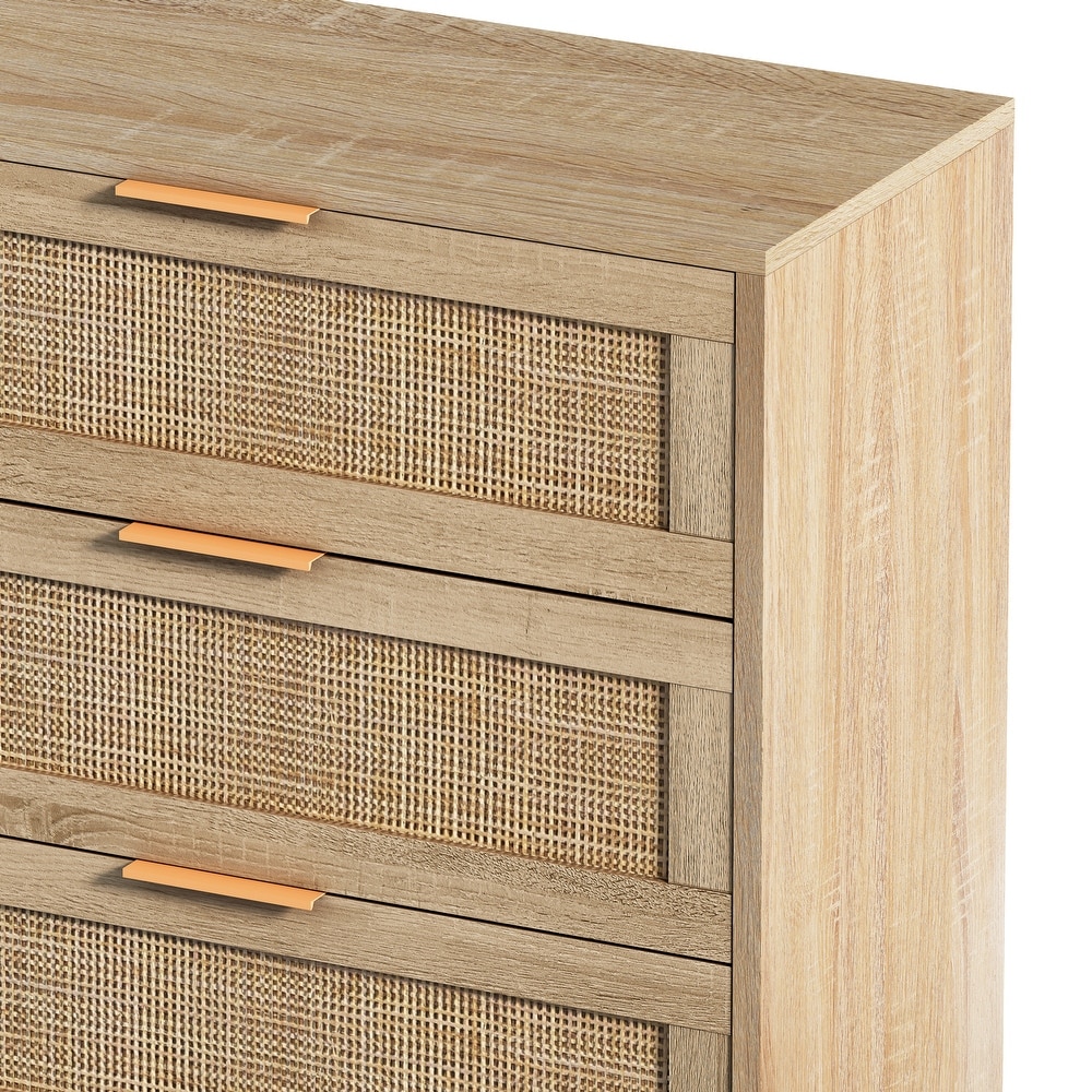 6 Drawers Rattan Storage Cabinet Rattan Drawer for Bedroom