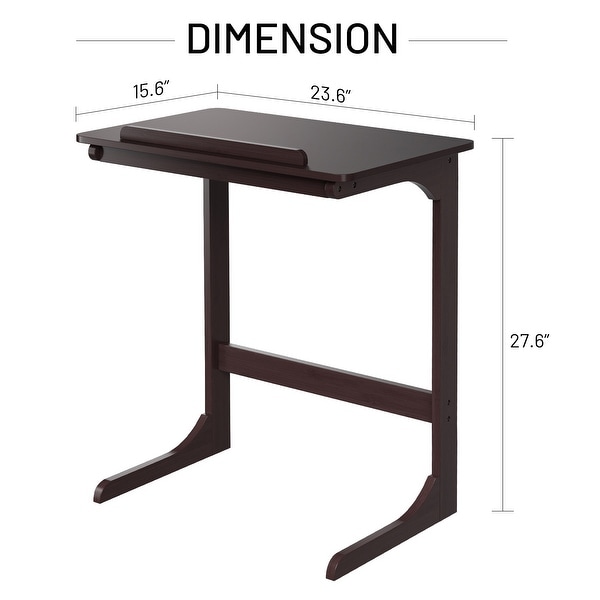 Bamboo Sofa Side Table， 7 Angles Adjustable Couch Table End Table， Laptop Desk with Tilting Top， C Table TV Tray Over-Bed Table