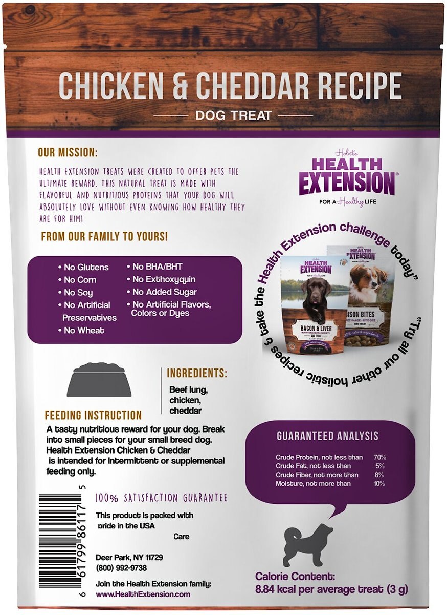 Health Extension Bully Puffs Grain-Free Chicken and Cheddar Cheese Dog Treats