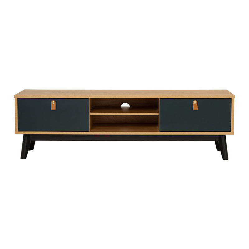 CASTOR Entertainment TV Unit 150cm - Natural, Navy Blue & Black