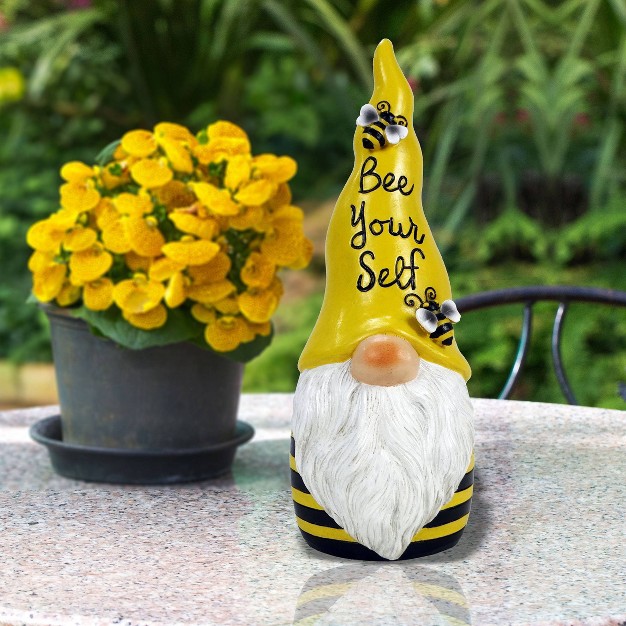 Polyresin quot bee Yourself quot Indoor outdoor Garden Gnome Statue Yellow black Alpine Corporation