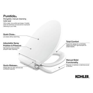 KOHLER Puretide Non- Electric Bidet Seat for Round Toilets in White K-76923-0