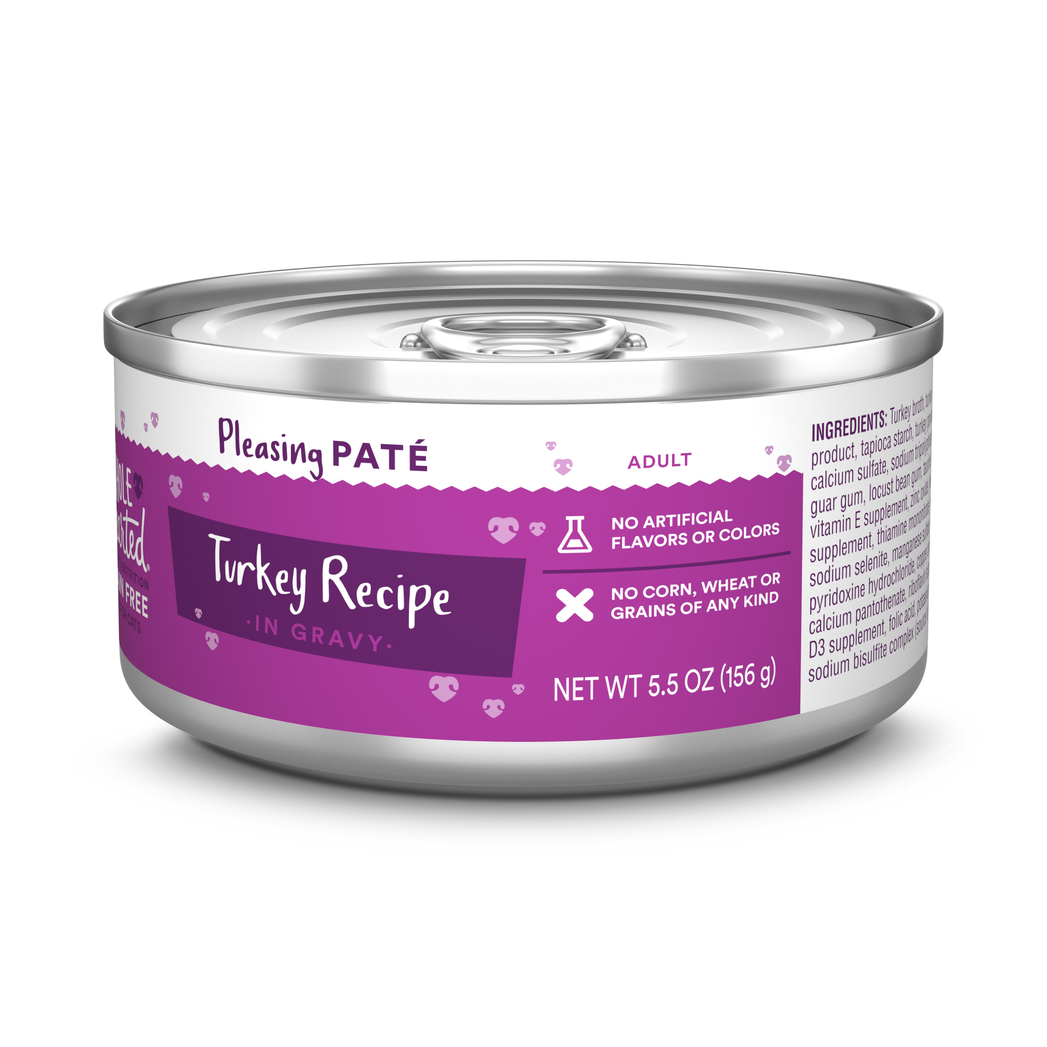 WholeHearted Grain Free Turkey Recipe Pate Adult Wet Cat Food， 5.5 oz.