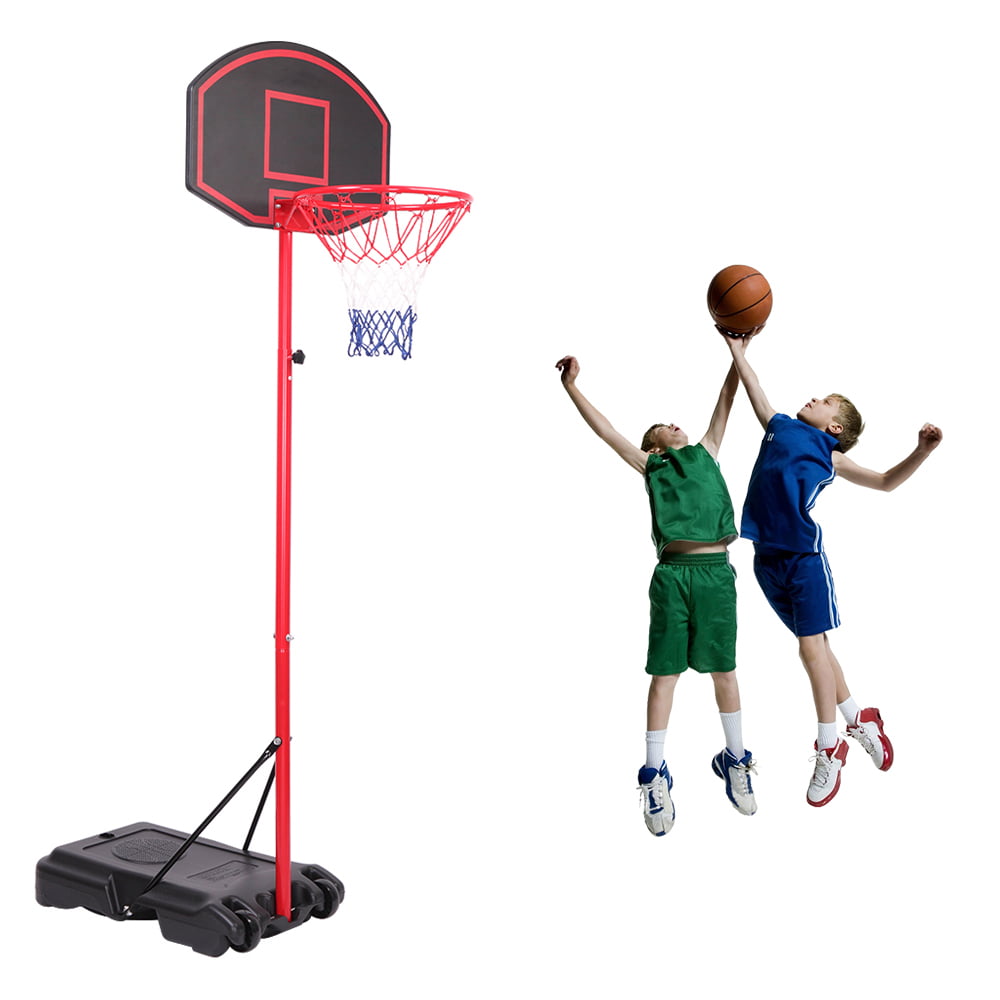 Zimtown Kids Basketball Stand， 5.2ft -7.2ft Height Adjustable Portable Basketball Hoop System， with Wheels， Indoor Outdoor Fitness