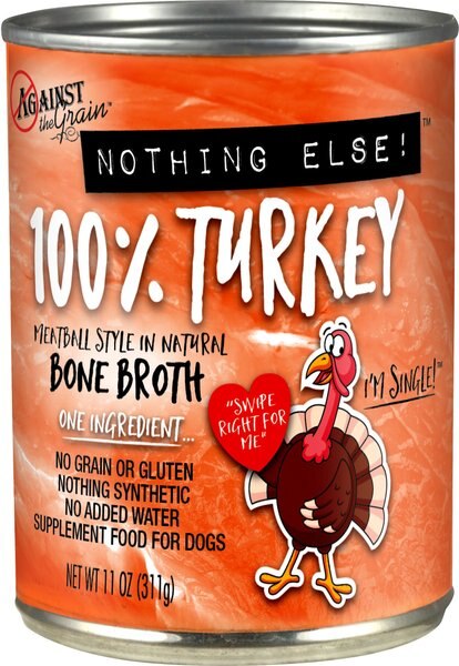 Against the Grain Nothing Else! Turkey Recipe Limited Ingredient Diet Wet Dog Food， 11-oz can， case of 12