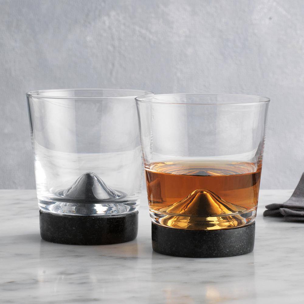 Godinger Stone Cold Black Marble Double Old-Fashioned Glasses (Pair of 2) 46241