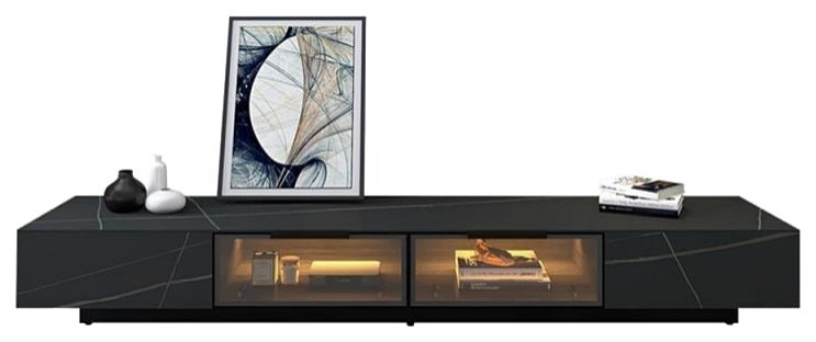 Motion Sensor Nordic Stone Media Unit With 2 Drawers   Contemporary   Entertainment Centers And Tv Stands   by Miron Demid LLC  Houzz