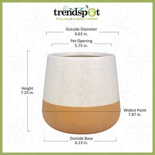 Trendspot 8 in. Marcy White and Terracotta Ceramic Planter ECR01678N-08W