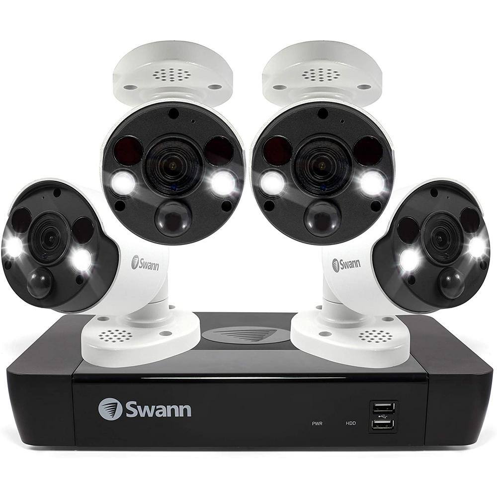 Swann 8-Channel 2TB NVR with 4 PoE Cat5 4K UHD Cameras with Free Face Detection SWNVK-886804FB