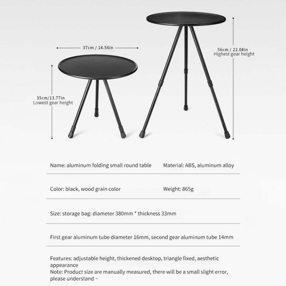 Folding Camping Table， Small Picnic Folding Table， Portable Adjustable Height Lightweight Aluminum Camping Table for Picnic，Beach， Outdoor Indoor， Boa