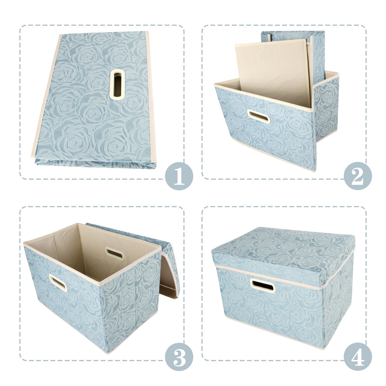 Collapsible Storage Bins with Lids Fabric Decorative Storage Boxes Cubes Organizer Containers Baskets