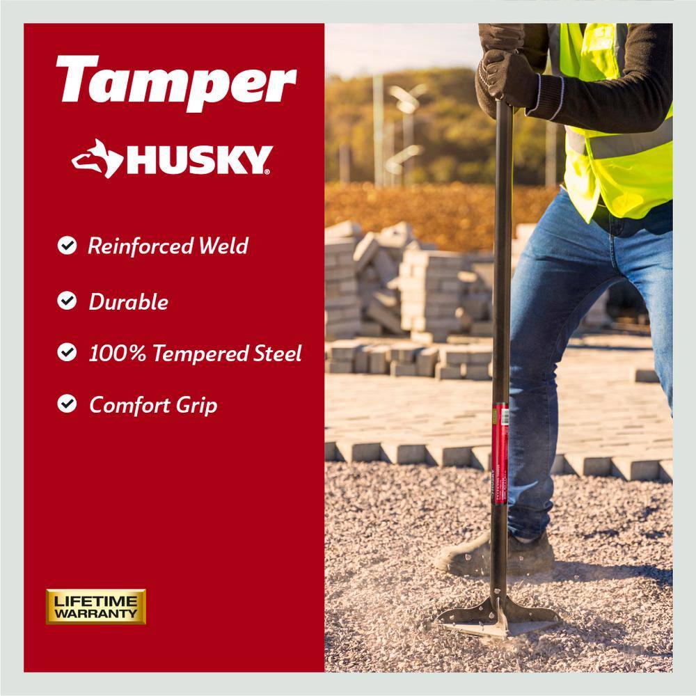 Husky 51 in. Steel Handle 8 in. x 8 in. Tamper 77335-949