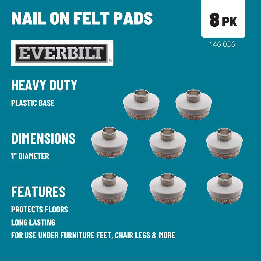 Everbilt 1 in. Beige Round Felt Nail-On Furniture Glides for Floor Protection (8-Pack) 49934