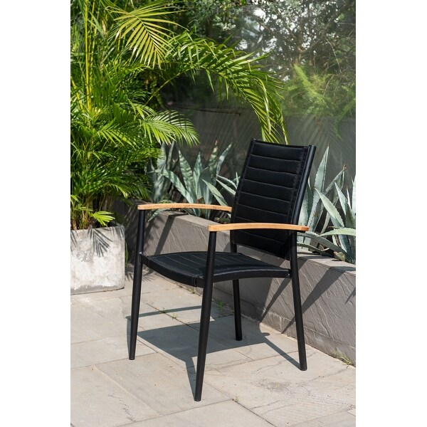 Amazonia FSC Certified Teak and Aluminum Petherson Outdoor Patio Dining Set