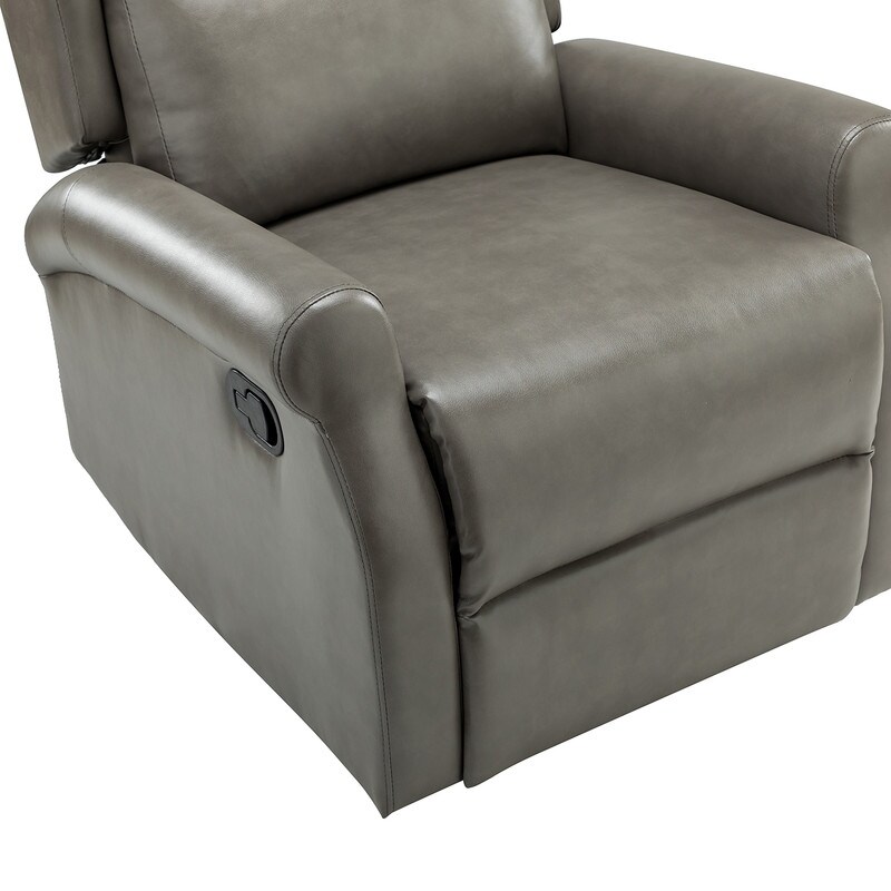 Leather Manual Swivel Recliner with Metal Base