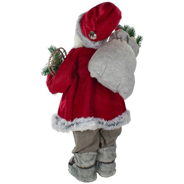 2' Standing Santa Christmas Figure Carrying Snow Shoes and Presents