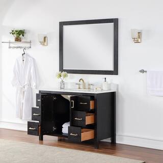 Altair Hadiya 48 in. W x 22 in. D x 34 in. H Bath Vanity in Black Oak with Carrara White Composite Stone Top 542048-BO-AW-NM