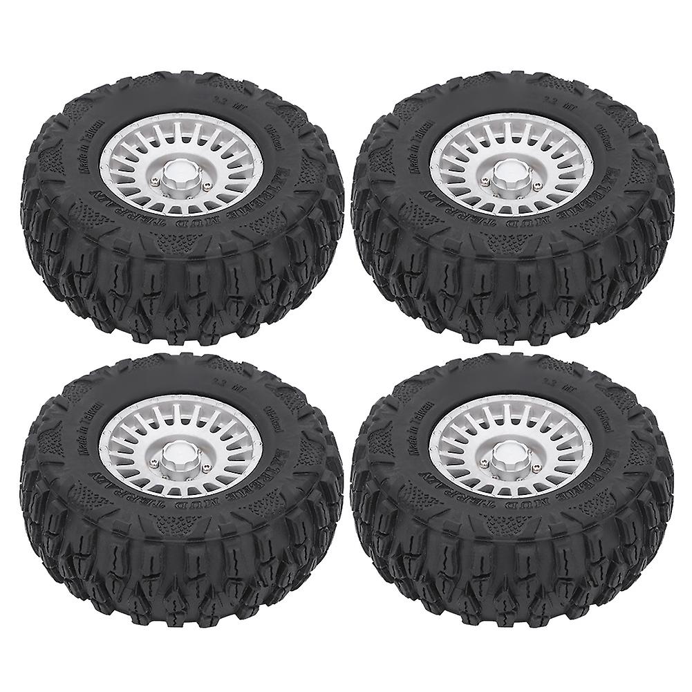 4pcs 2.2 Inch Wheel Rim Rubber Tire Rc Accessory Fit For Axial 1/10 Rc Crawler 120mmsilver